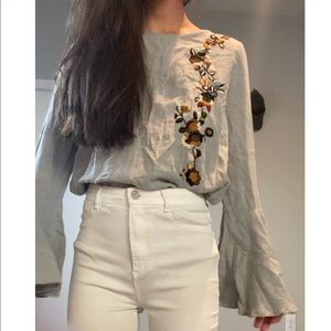 Zara flower embroidered blouse